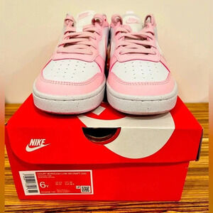 NIKE | Court Low Borough Recraft | Pink White | Boys Youth 6/ Womens 7.5